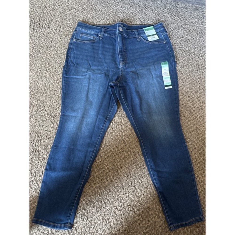 Terra & Sky High Rise Skinny Jeans Womens 20W Petite Plus Medium Wash Denim